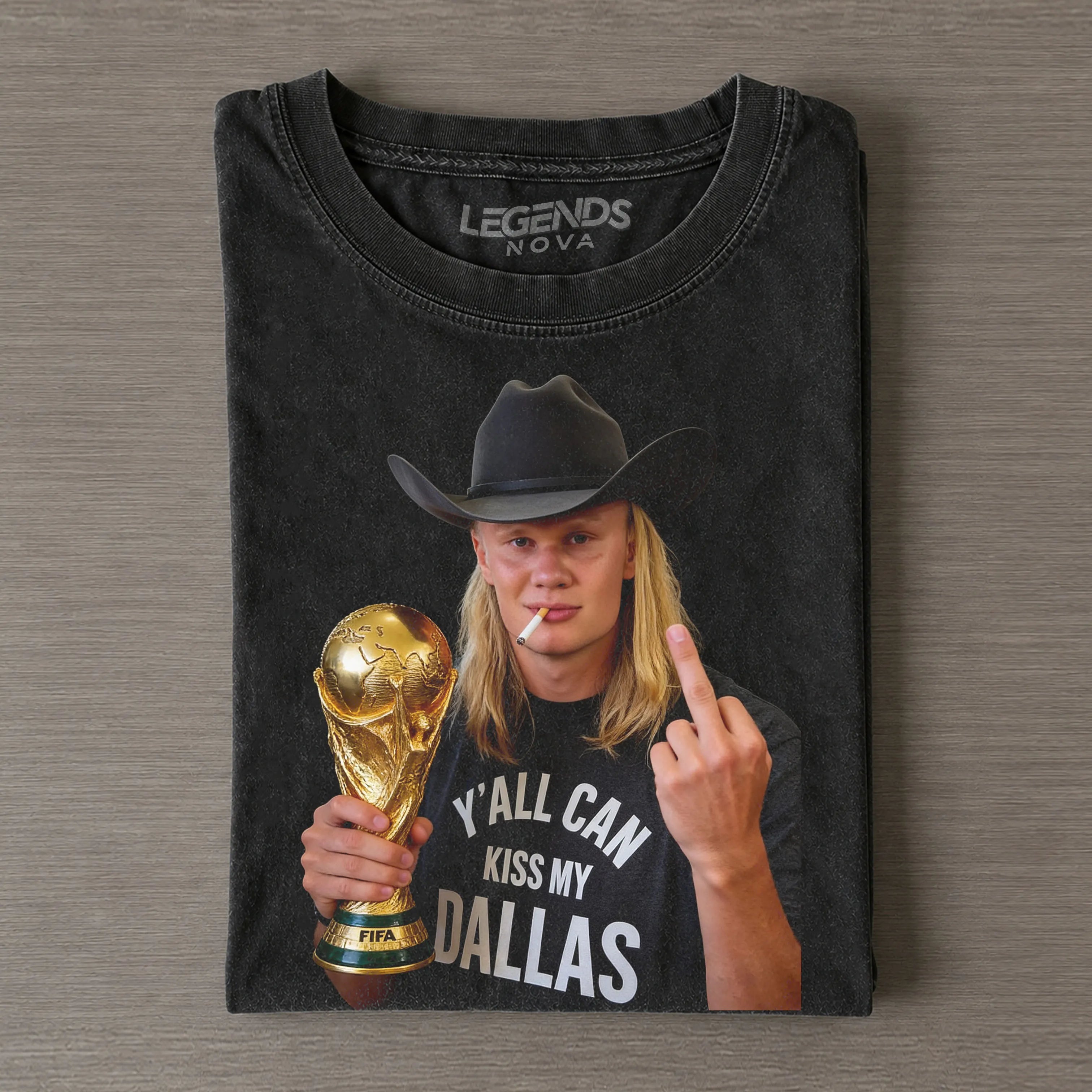 Cowboy Haaland World Cup Middle Finger Vintage Washed T-Shirt