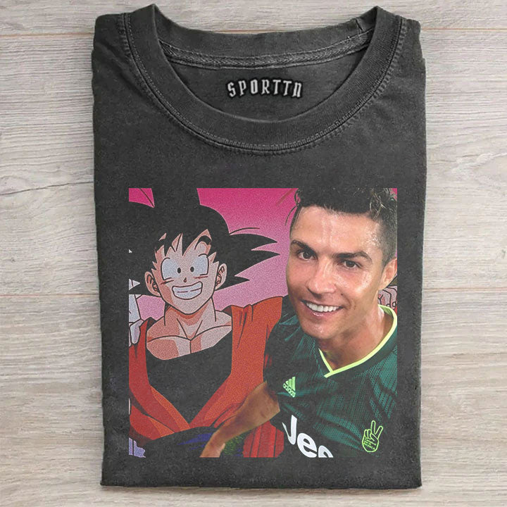 Goku x Cristiano Ronaldo Funny Collab Graphic T-shirt