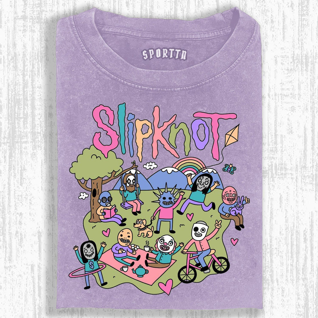Funny Slipknot Washed Graphic T-Shirt