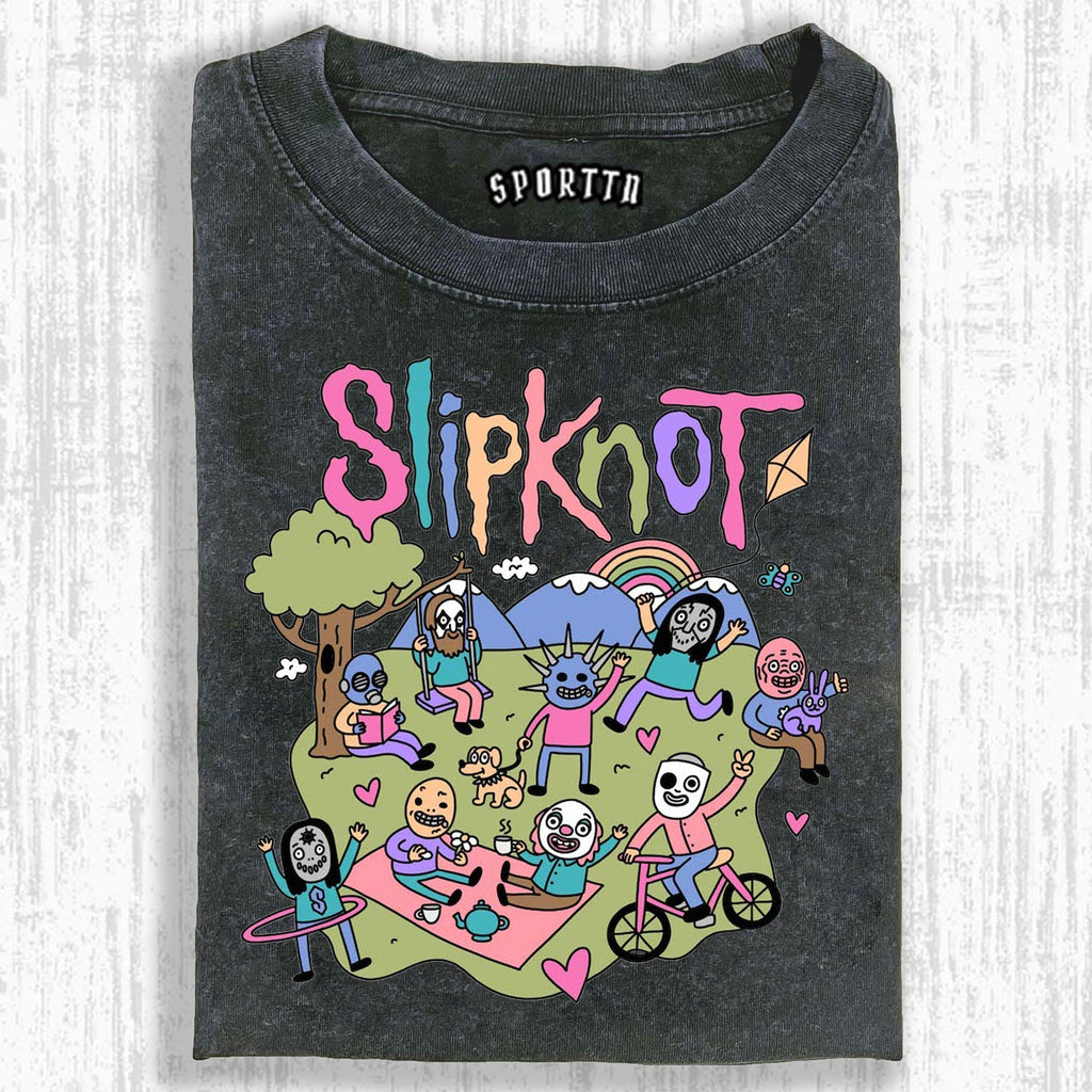 Funny Slipknot Washed Graphic T-Shirt