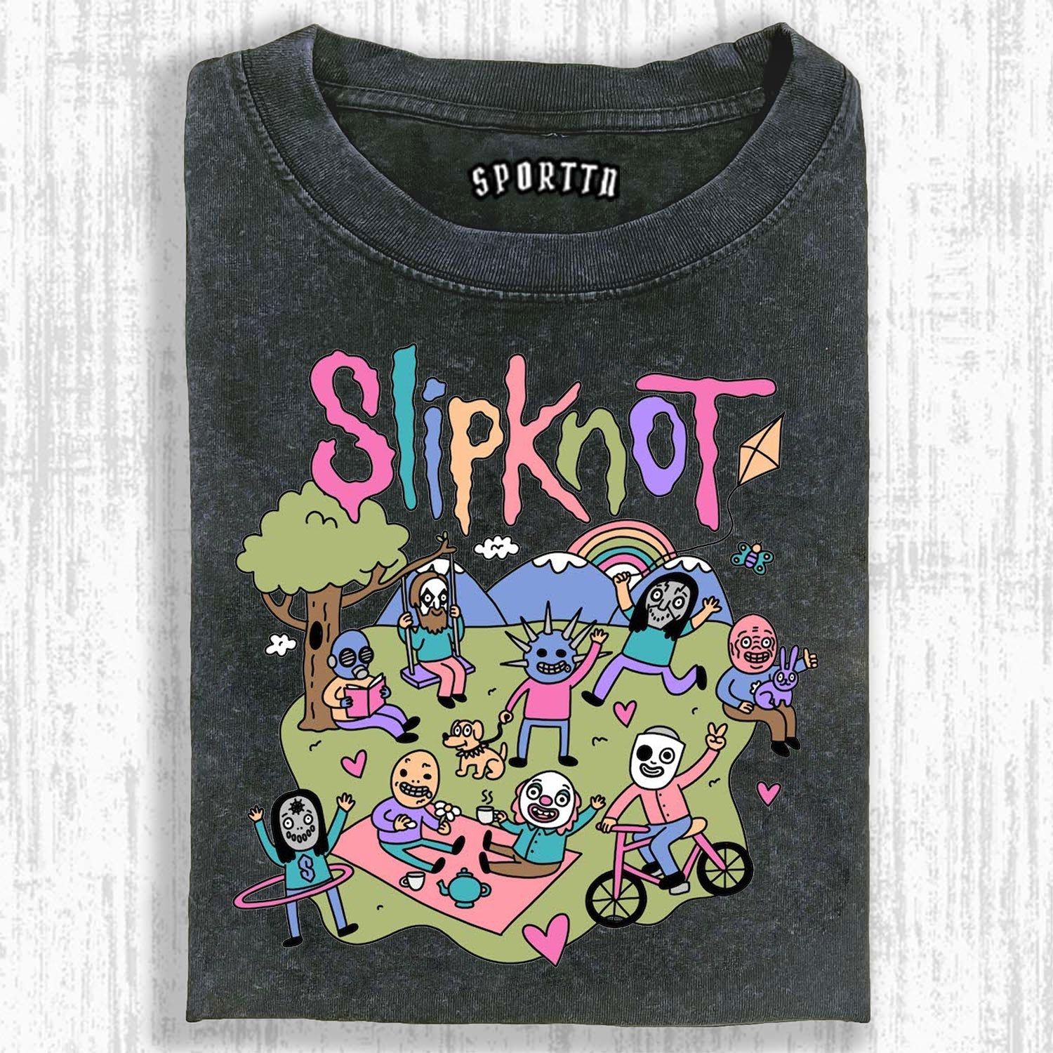 Funny Slipknot Washed Graphic T-Shirt