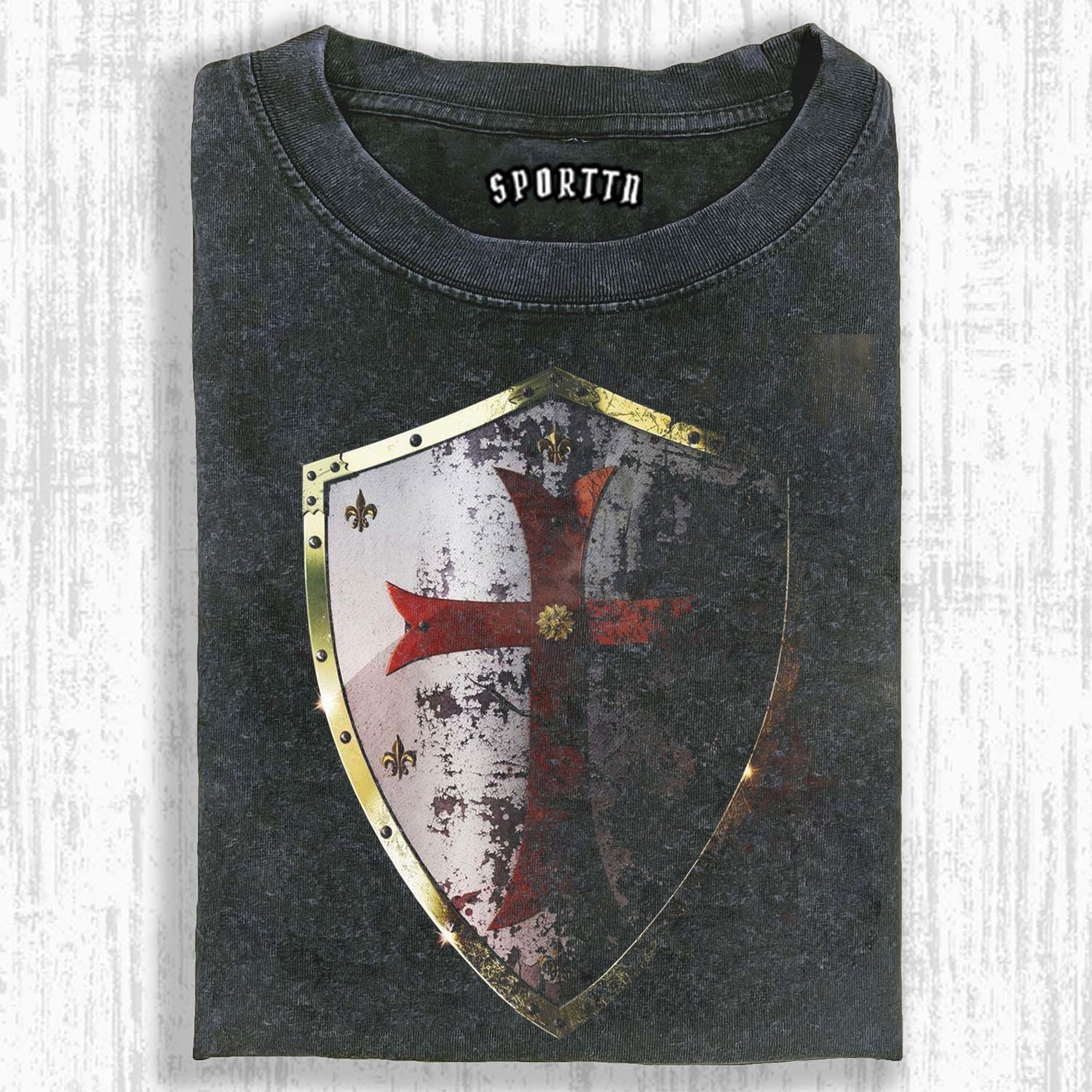 KNIGHTS TEMPLAR CROSS SHIELD VINTAGE T-SHIRT