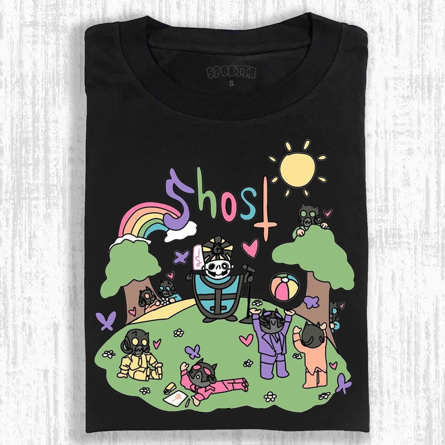 Funny Ghost Washed Graphic T-Shirt