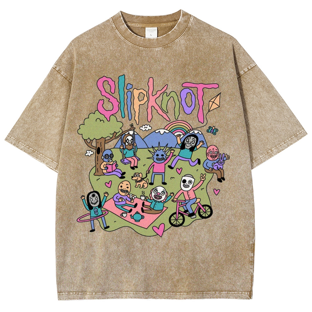 Funny Slipknot Washed Graphic T-Shirt