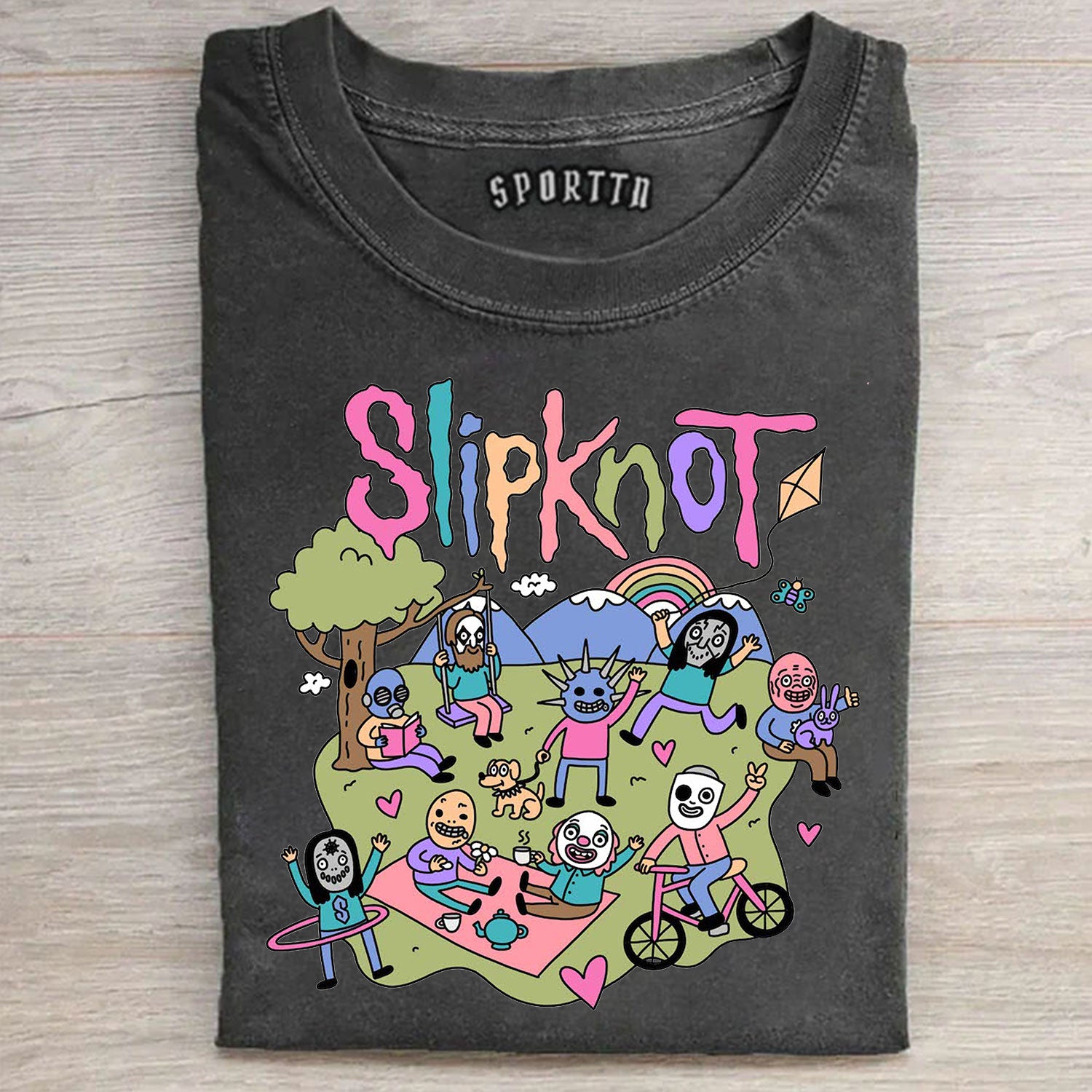 Funny Slipknot Washed Graphic T-Shirt
