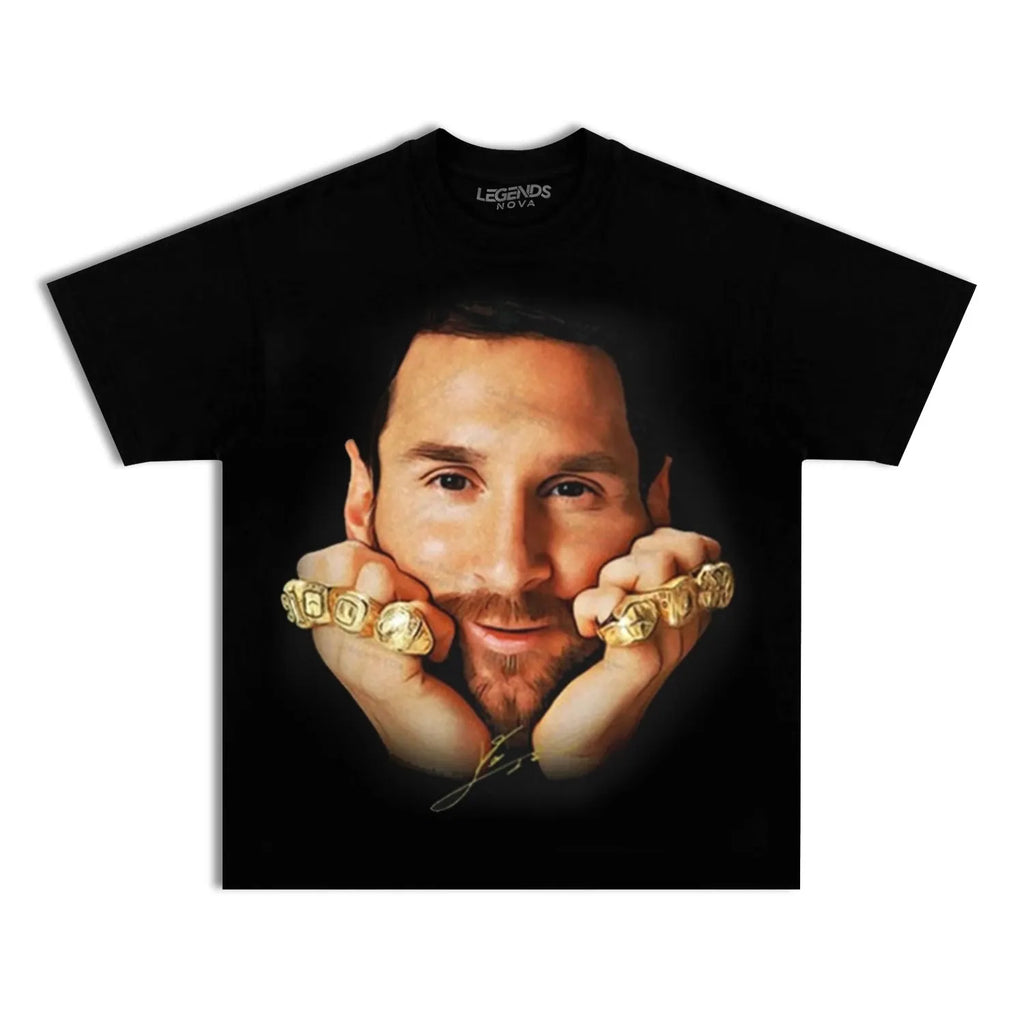 Lionel Messi 8 Ballon d’Or Gold Rings GOAT T-Shirt