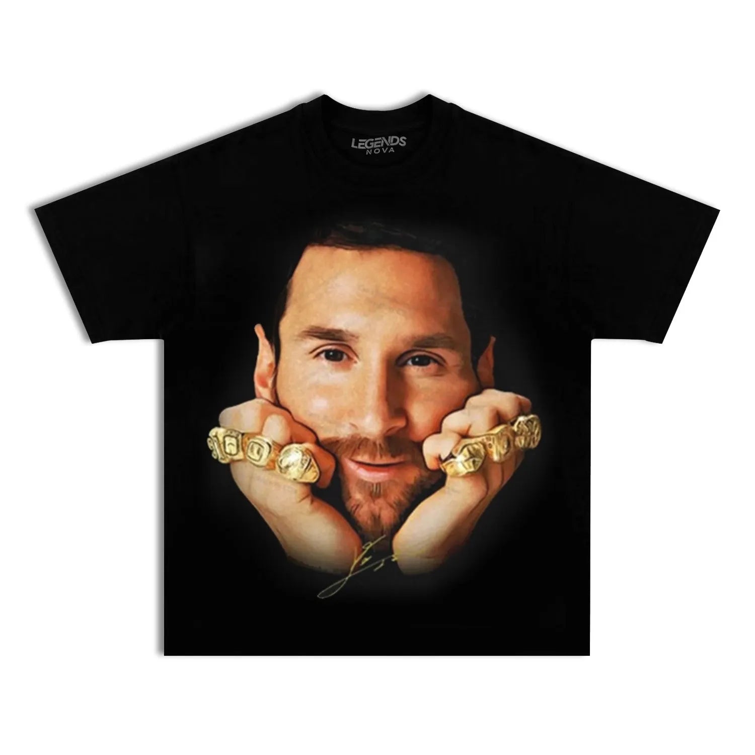 Lionel Messi 8 Ballon d’Or Gold Rings GOAT T-Shirt