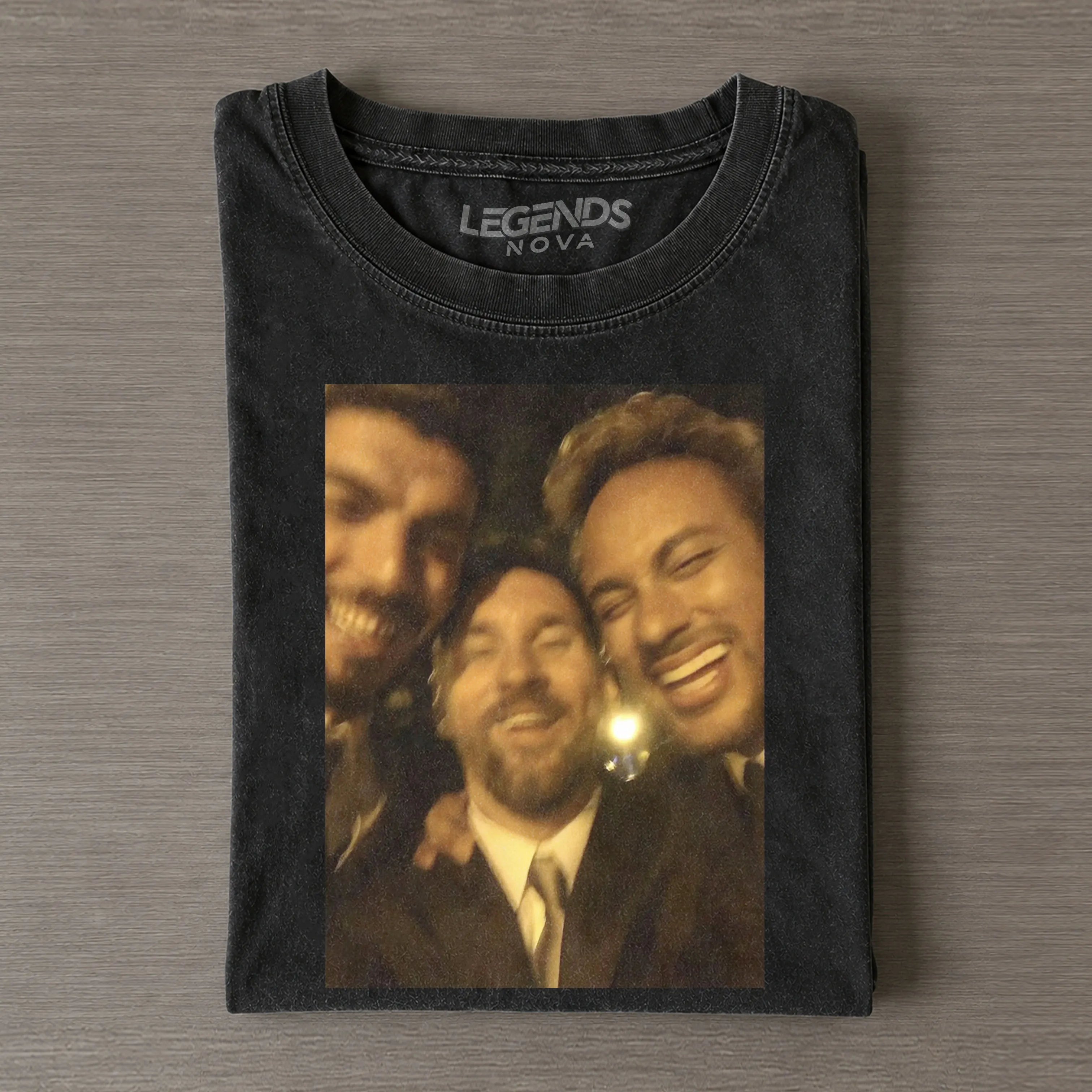 Messi Suarez Neymar MSN Suit Photo Vintage Washed Fan Tee