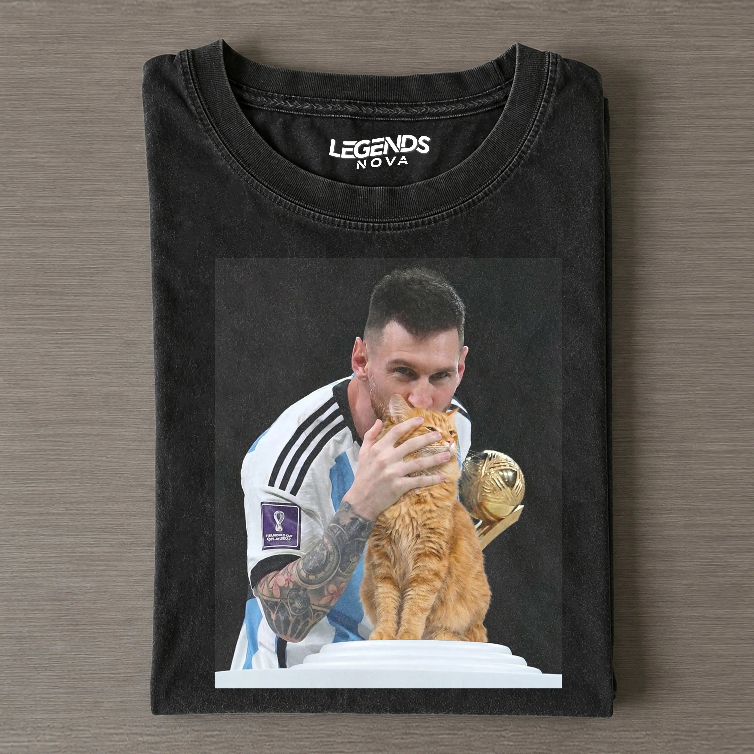 Messi World Cup Trophy Cat 2026 Vintage TEE