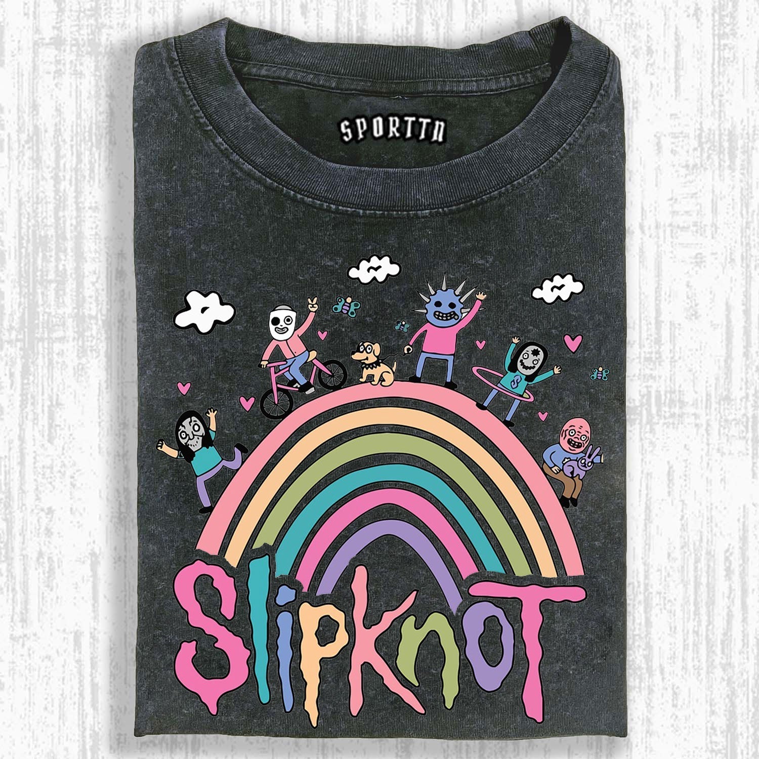 Funny Slipknot Rainbow Washed Graphic T-Shirt