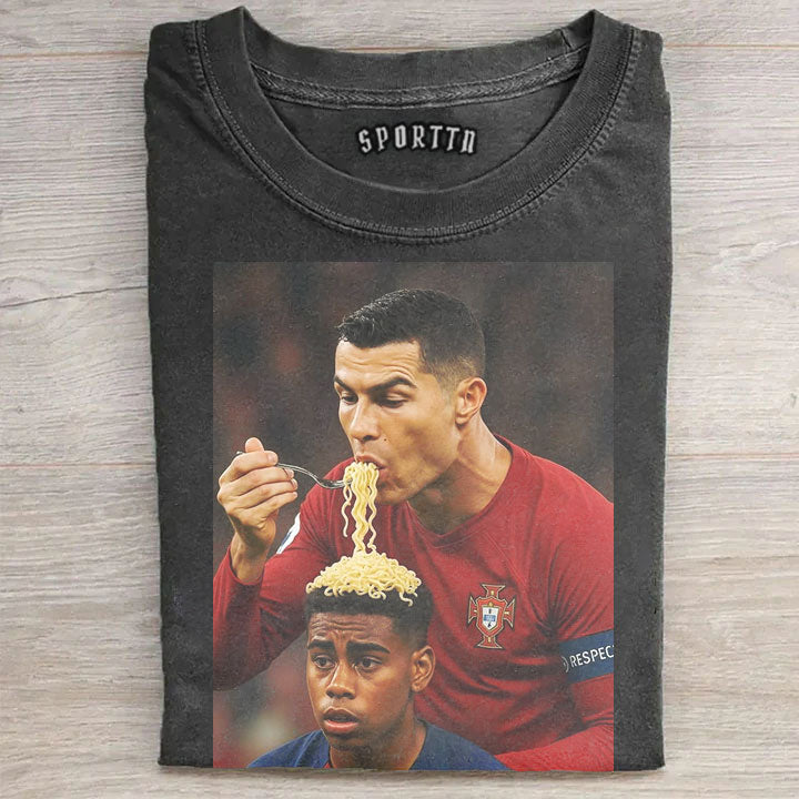 Funny CR7 Eating Noodles Meme Graphic Tee