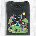 Funny Ghost Washed Graphic T-Shirt