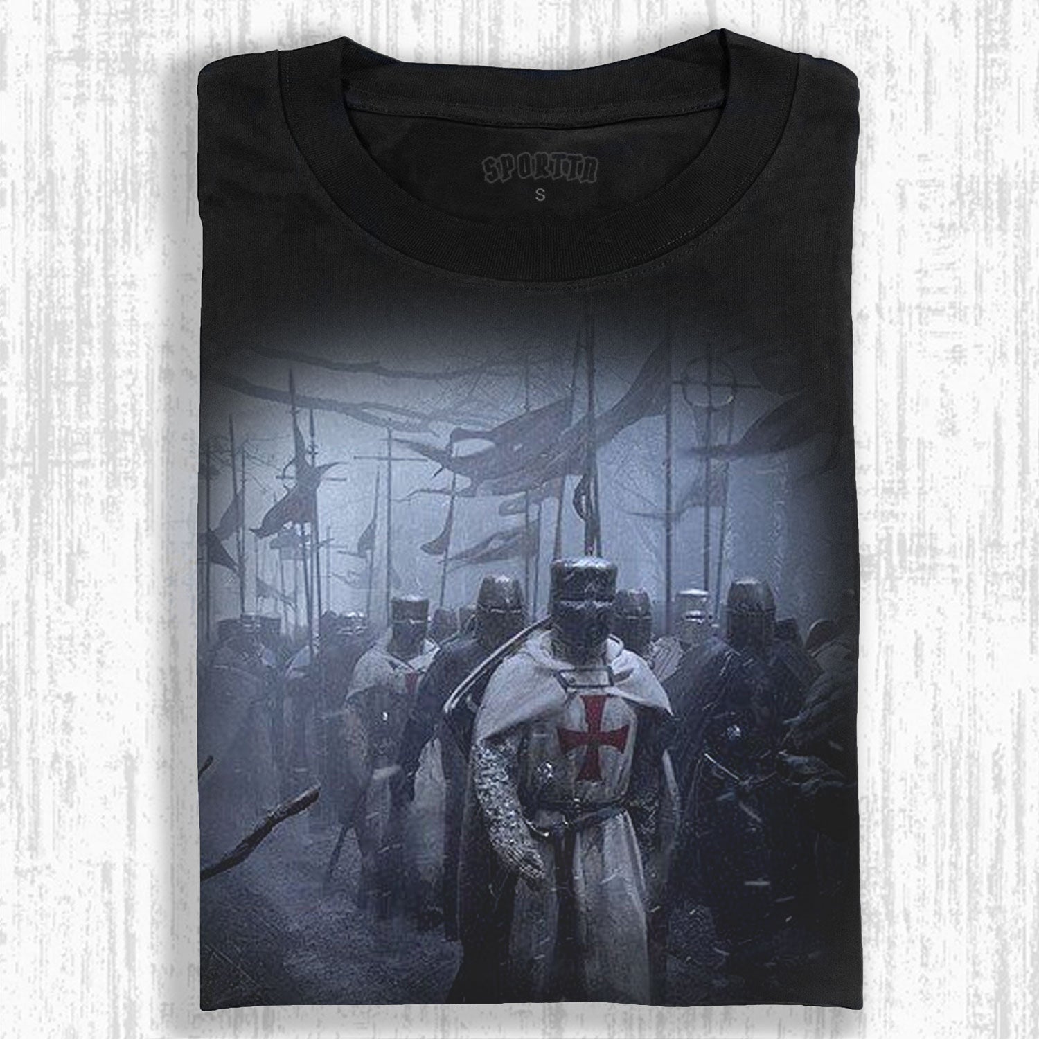 KNIGHTS TEMPLAR - THEMED RETRO T-SHIRT