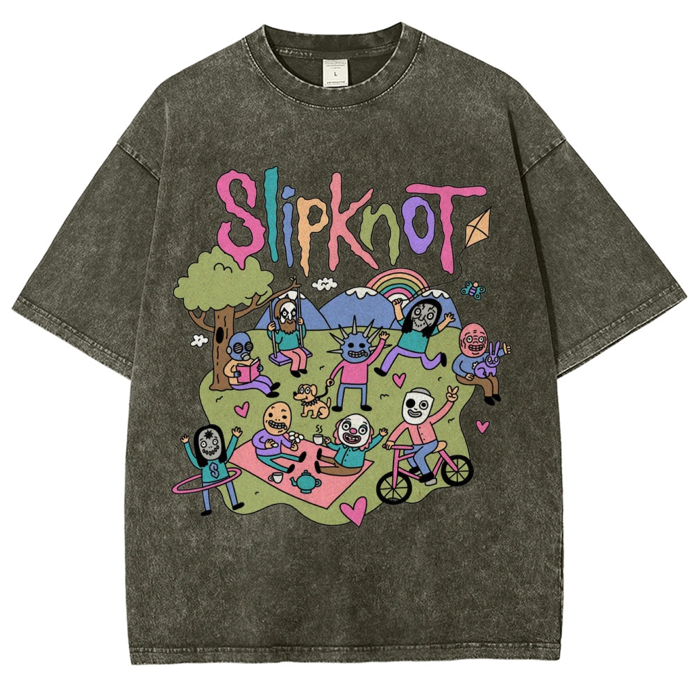 Funny Slipknot Washed Graphic T-Shirt
