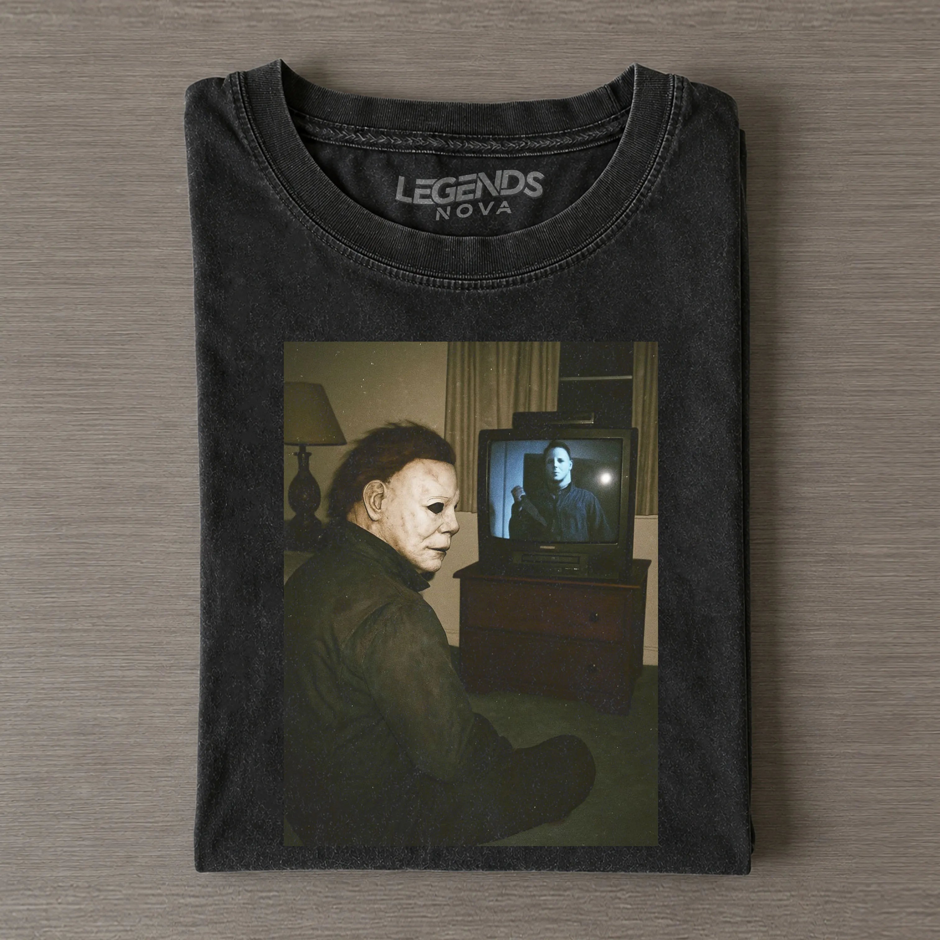Michael Myers Watching Horror Movie Vintage Tee
