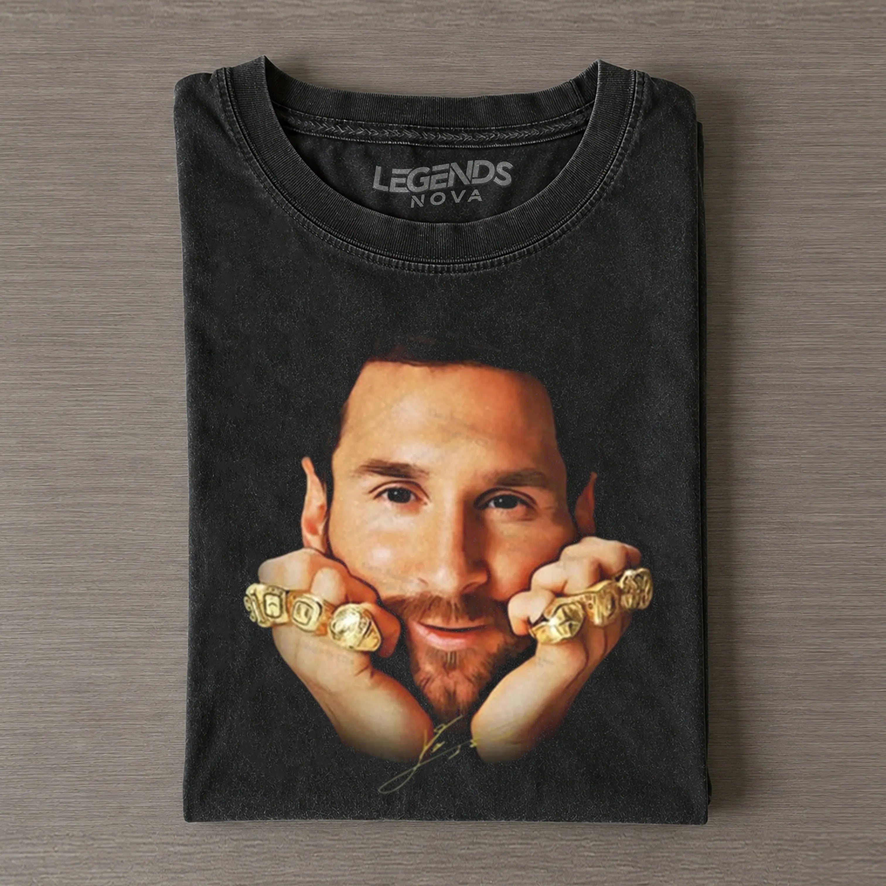 Lionel Messi 8 Ballon d’Or Gold Rings GOAT T-Shirt