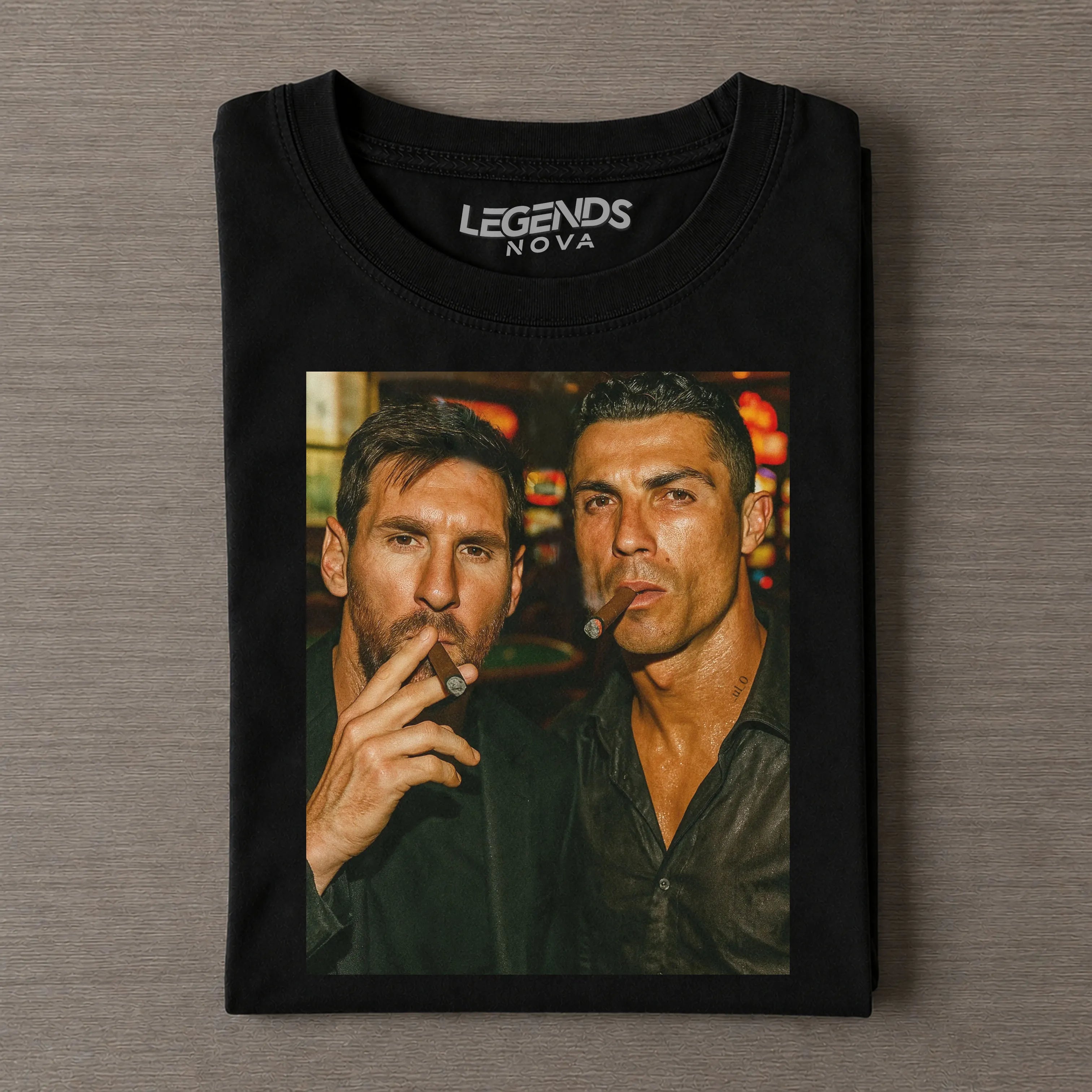 Vintage Messi & Ronaldo Cigar Selfie Two GOATs T-Shirt