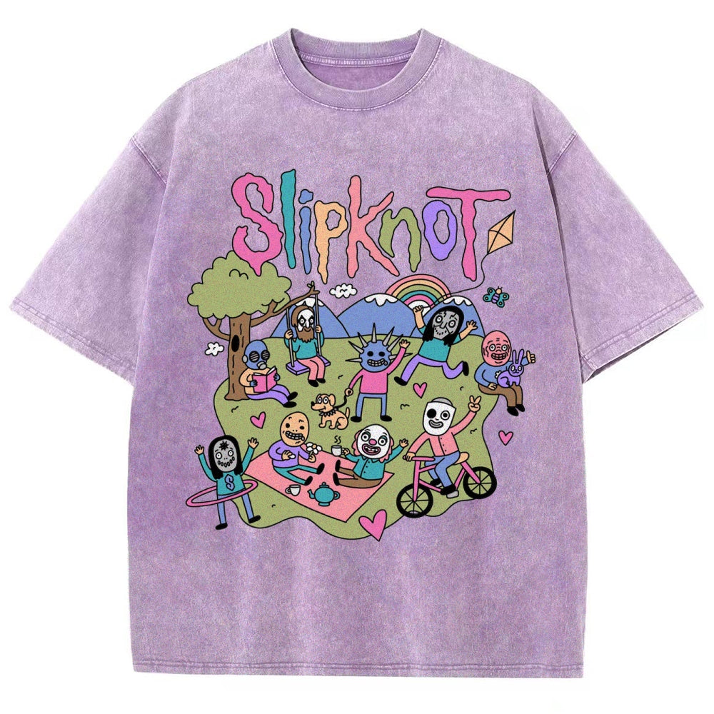 Funny Slipknot Washed Graphic T-Shirt