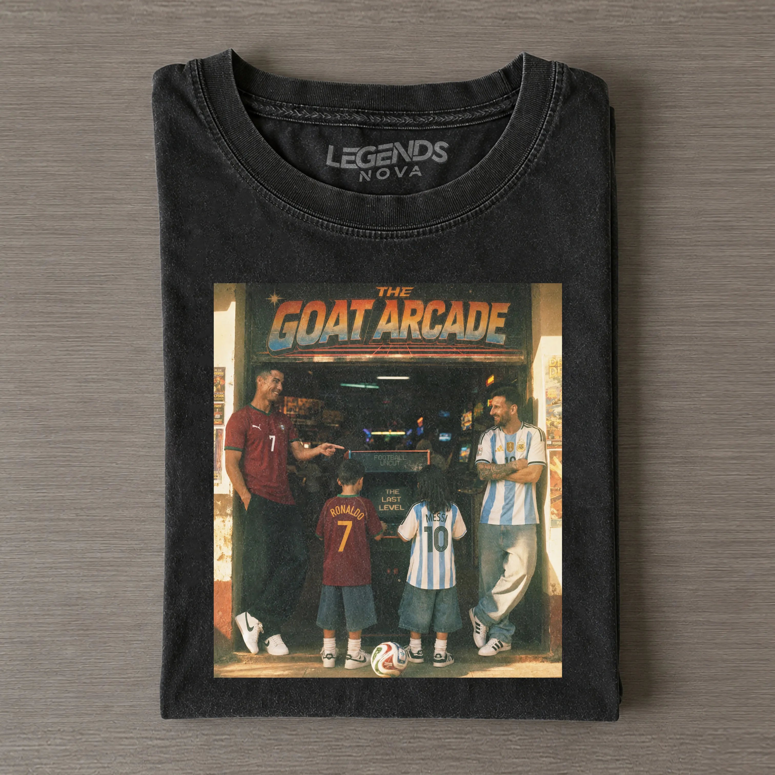 Messi & Ronaldo Watch The Next Generation GOAT Arcade Vintage T-Shirt