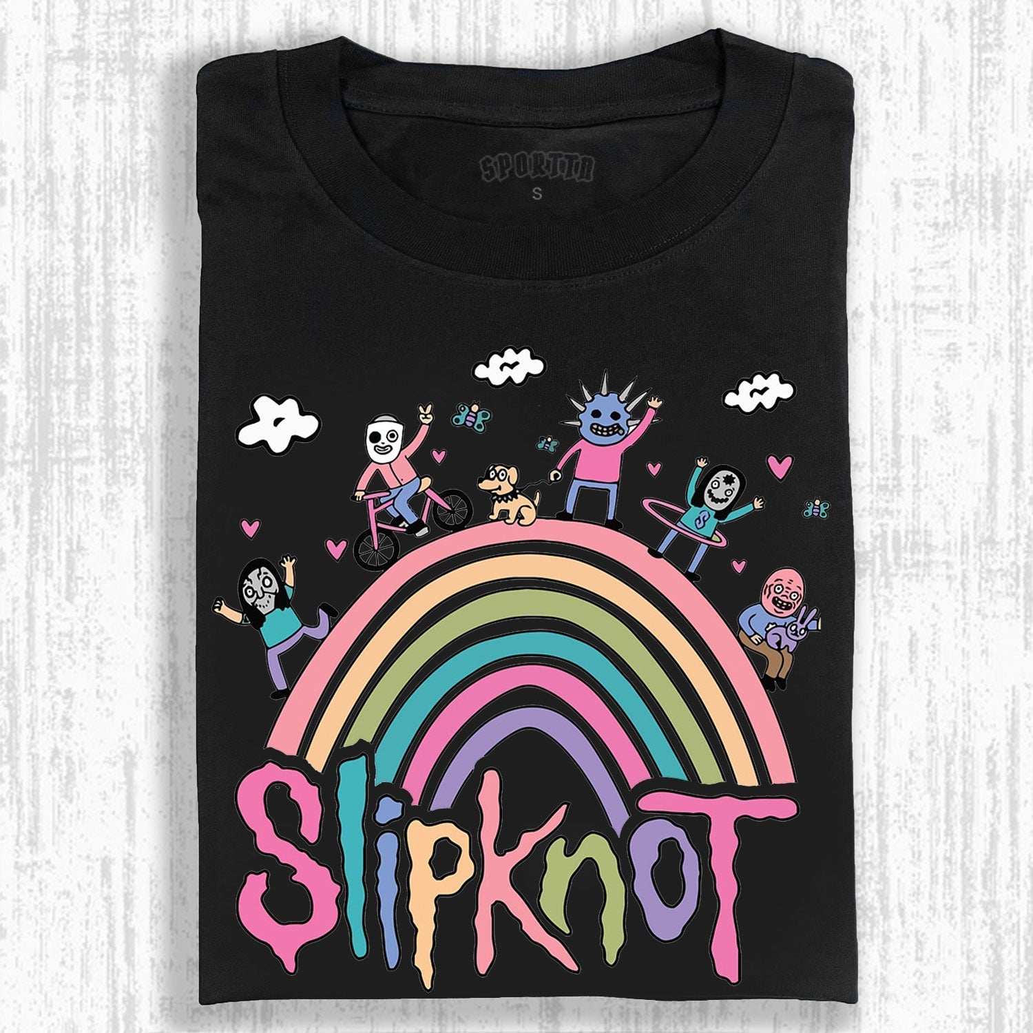 Funny Slipknot Rainbow Washed Graphic T-Shirt