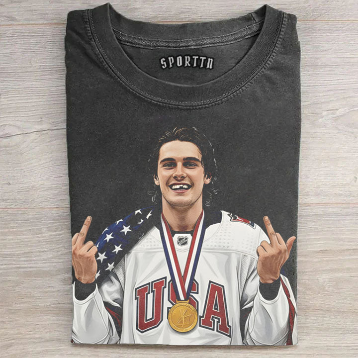 Jack Hughes Champion USA Tee
