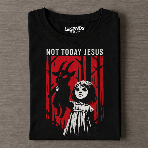 "Not Today Jesus" Baphomet Goat Design Gothic Unisex Graphic T-Shirt