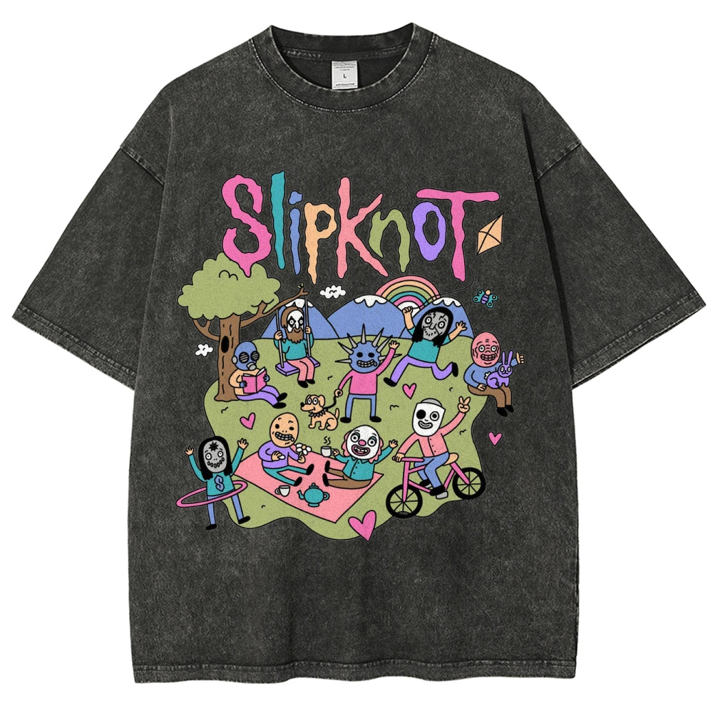 Funny Slipknot Washed Graphic T-Shirt