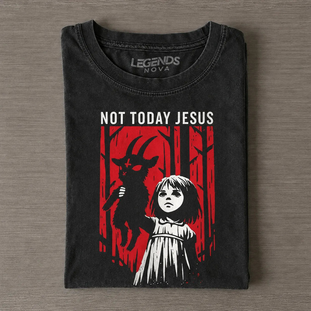 "Not Today Jesus" Baphomet Goat Design Gothic Unisex Graphic T-Shirt