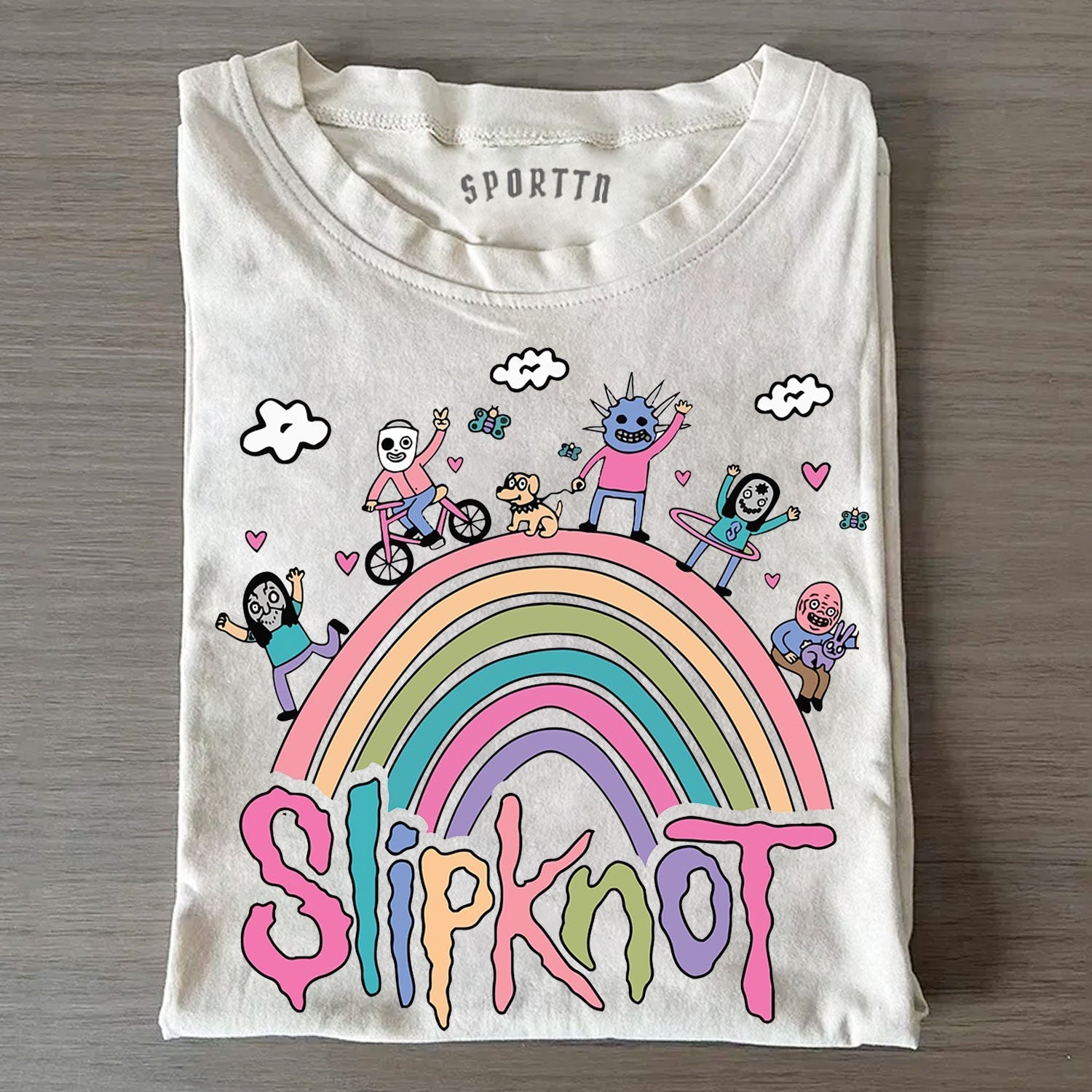 Funny Slipknot Rainbow Washed Graphic T-Shirt