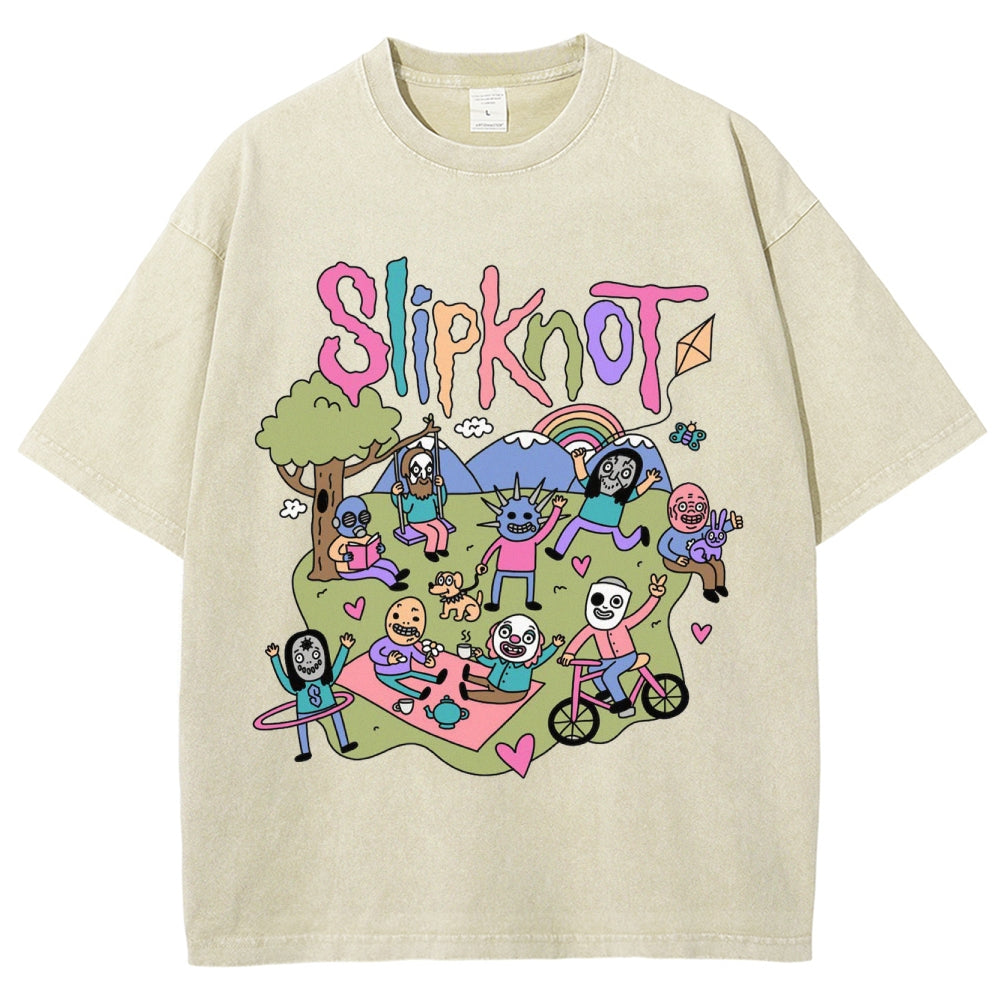 Funny Slipknot Washed Graphic T-Shirt
