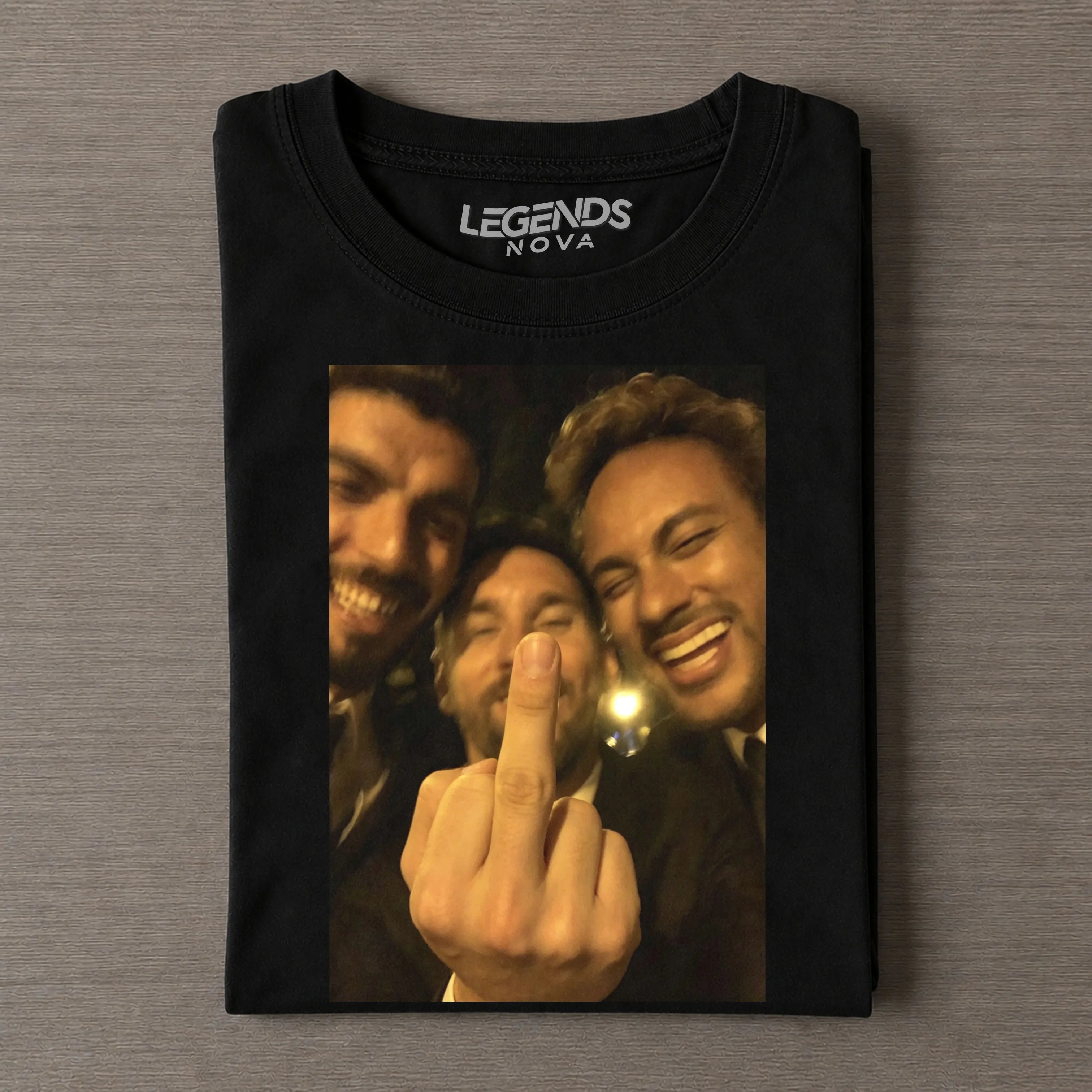 Messi Suarez Neymar MSN Suit Photo Vintage Washed Fan Tee