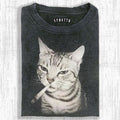 VINTAGE SMOKING CAT MEME T-SHIRT