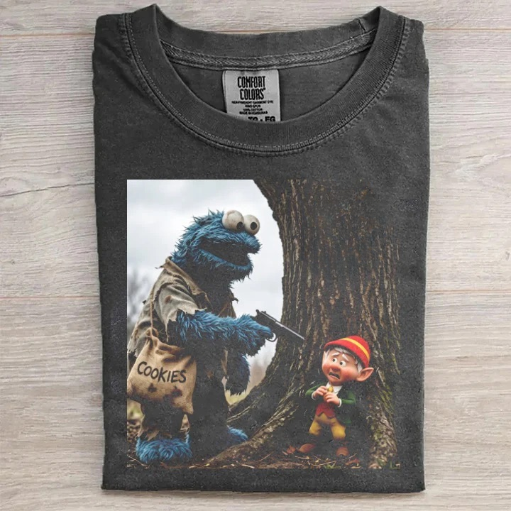 Blue Monster and Forest Elf Edgy Tee